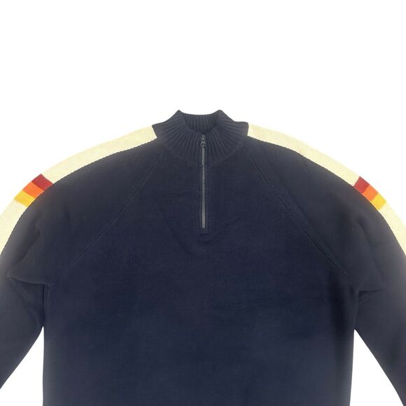 Marine Layer Sweater Mens XL Quarter Zip Pullover Wool Blend Archive Armas Navy - Picture 2 of 11